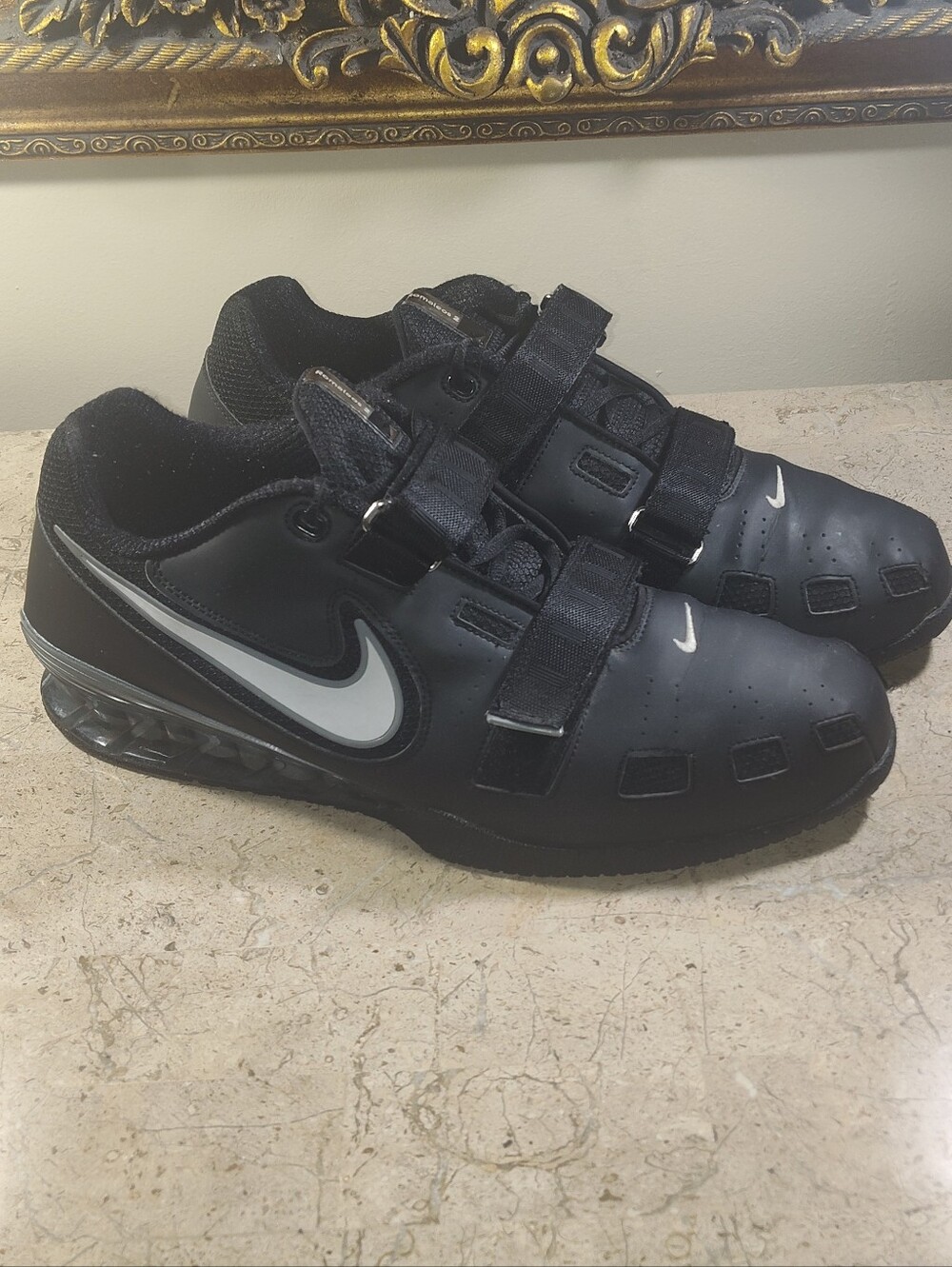 Nike Ramoleos 2 Men’s Black & White Velcro Dual Strap Weight Lifting Shoes